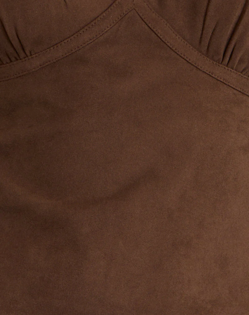 Vishata Top in Faux Suede Brown - Image 6