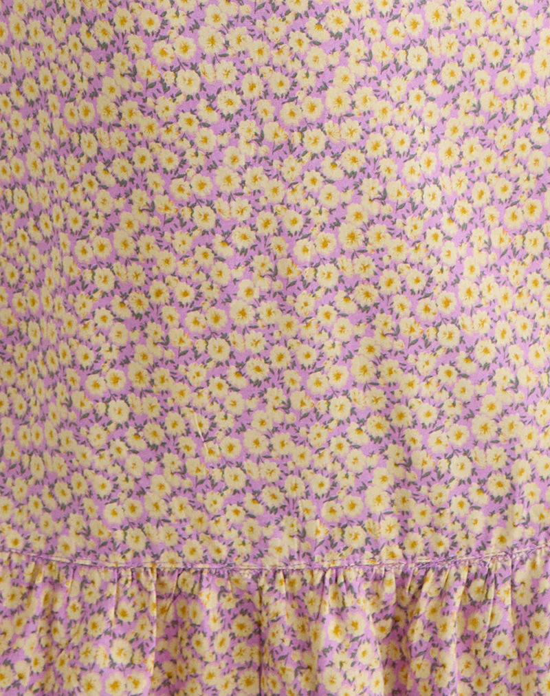 Vitata Mini Dress in Flower Fun Lilac Lemon - Image 5