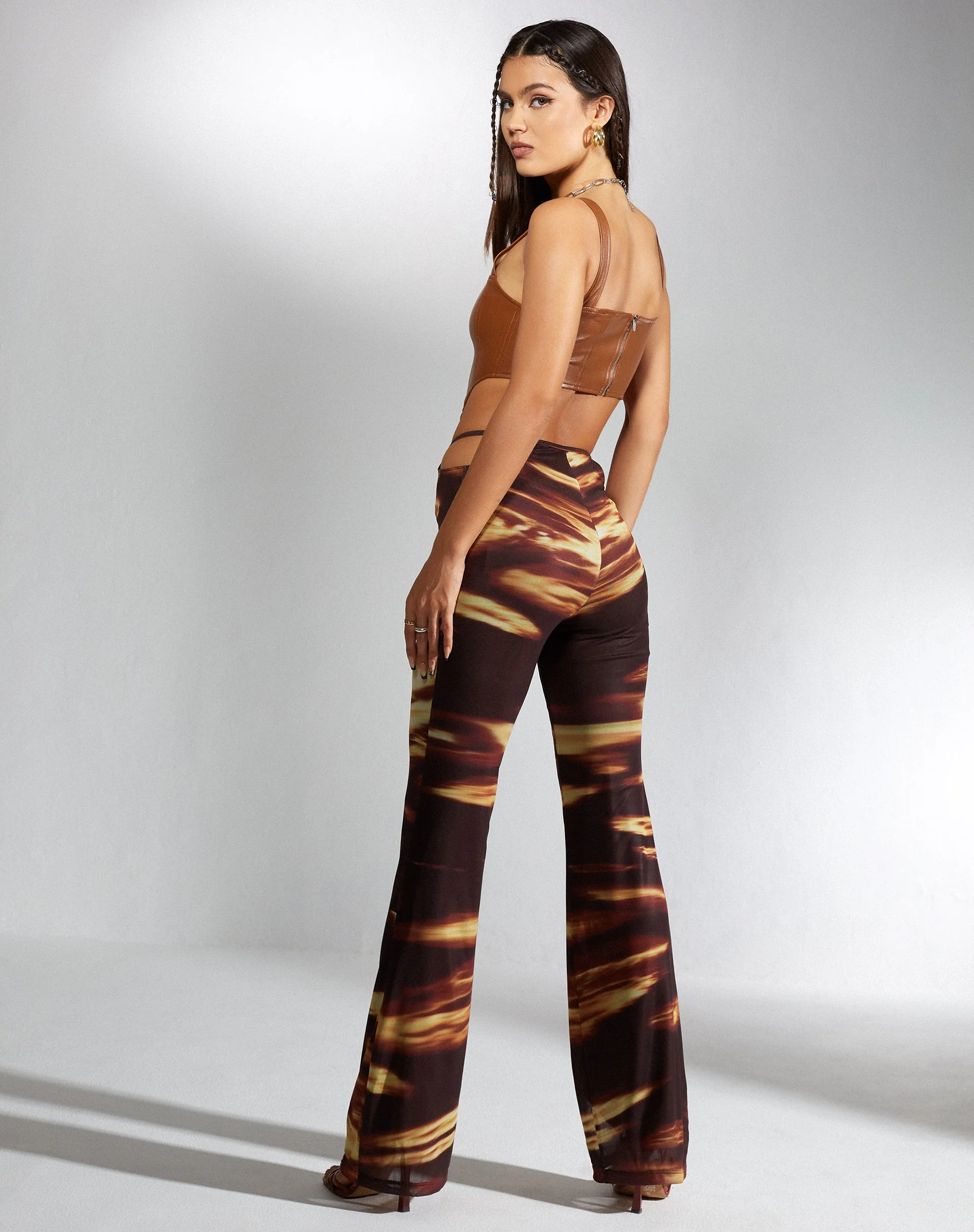 Wawi Crop Top in PU Chocolate - Image 7