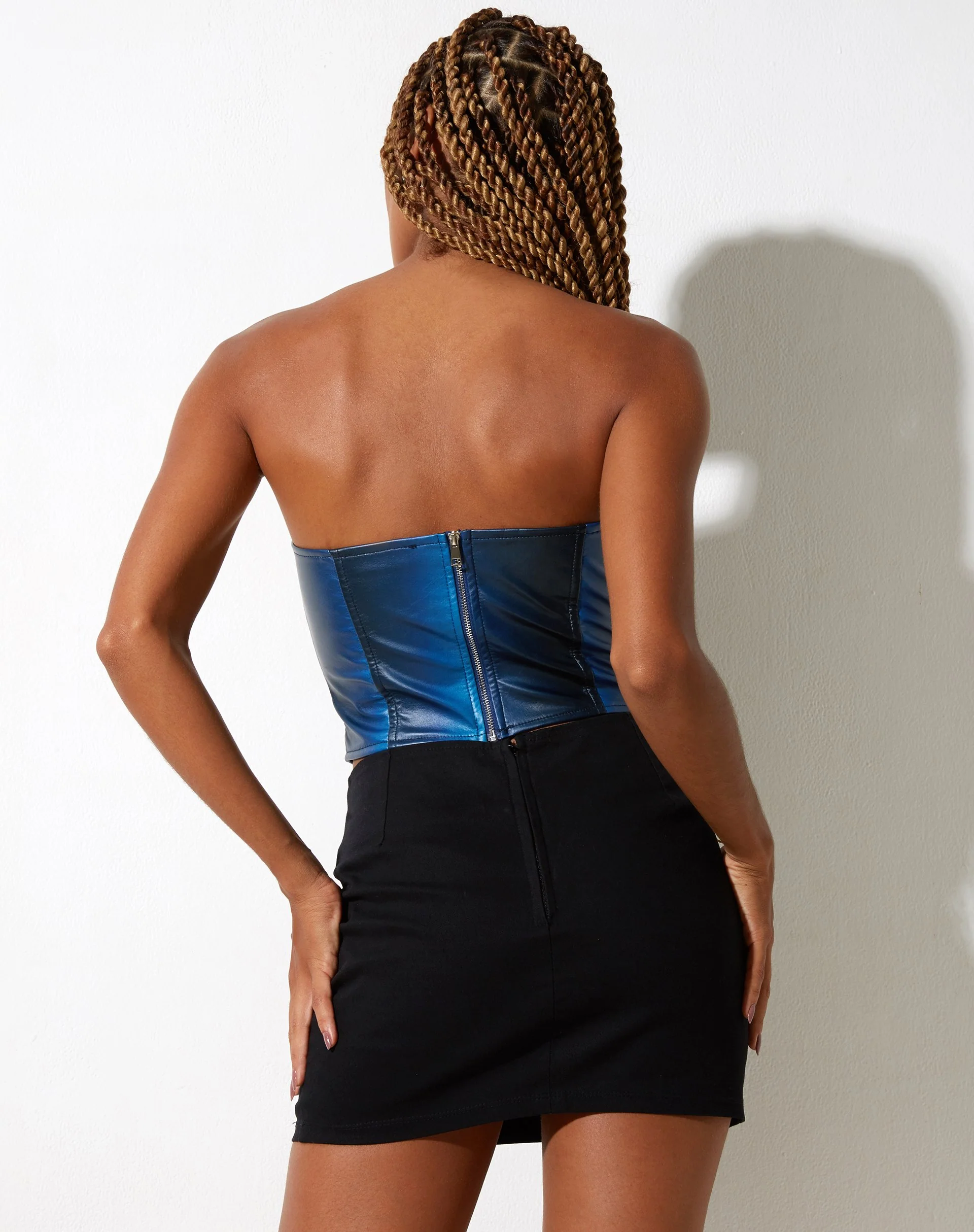 Wija Crop Top in PU Ombre Blue - Image 2