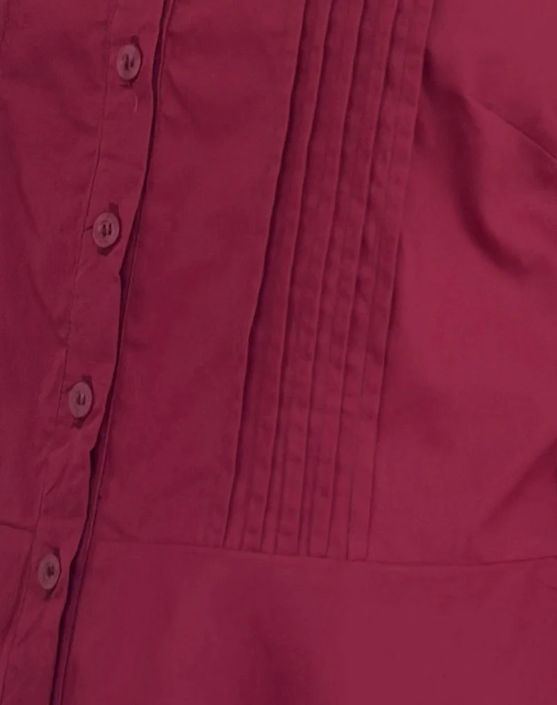 Wilmot Blouse in Burgundy Poplin - Image 5