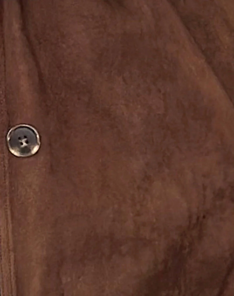 Wita Jacket in Faux Suede Brown - Image 6