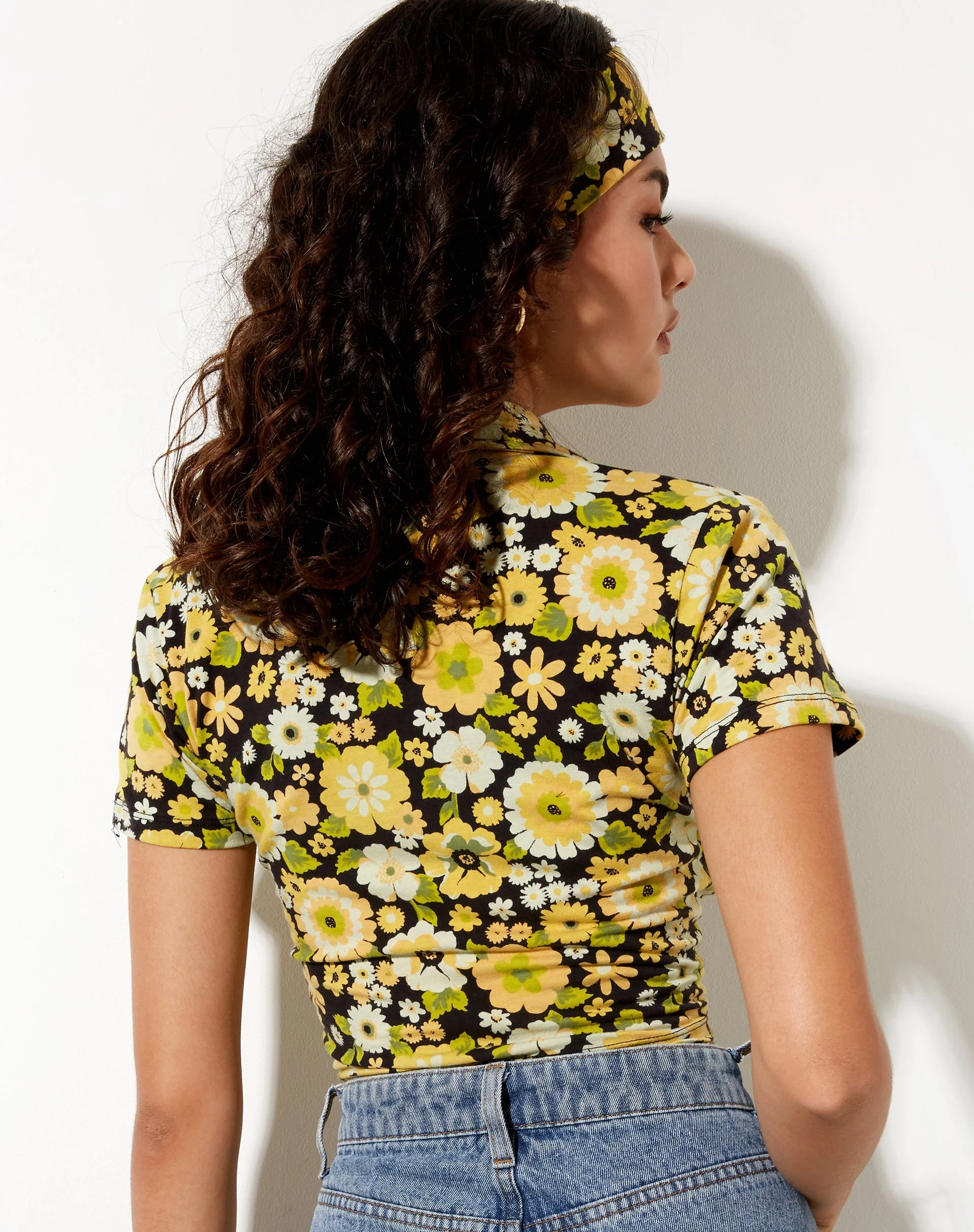 Wuma Cropped Shirt in Retro Floral - Image 2