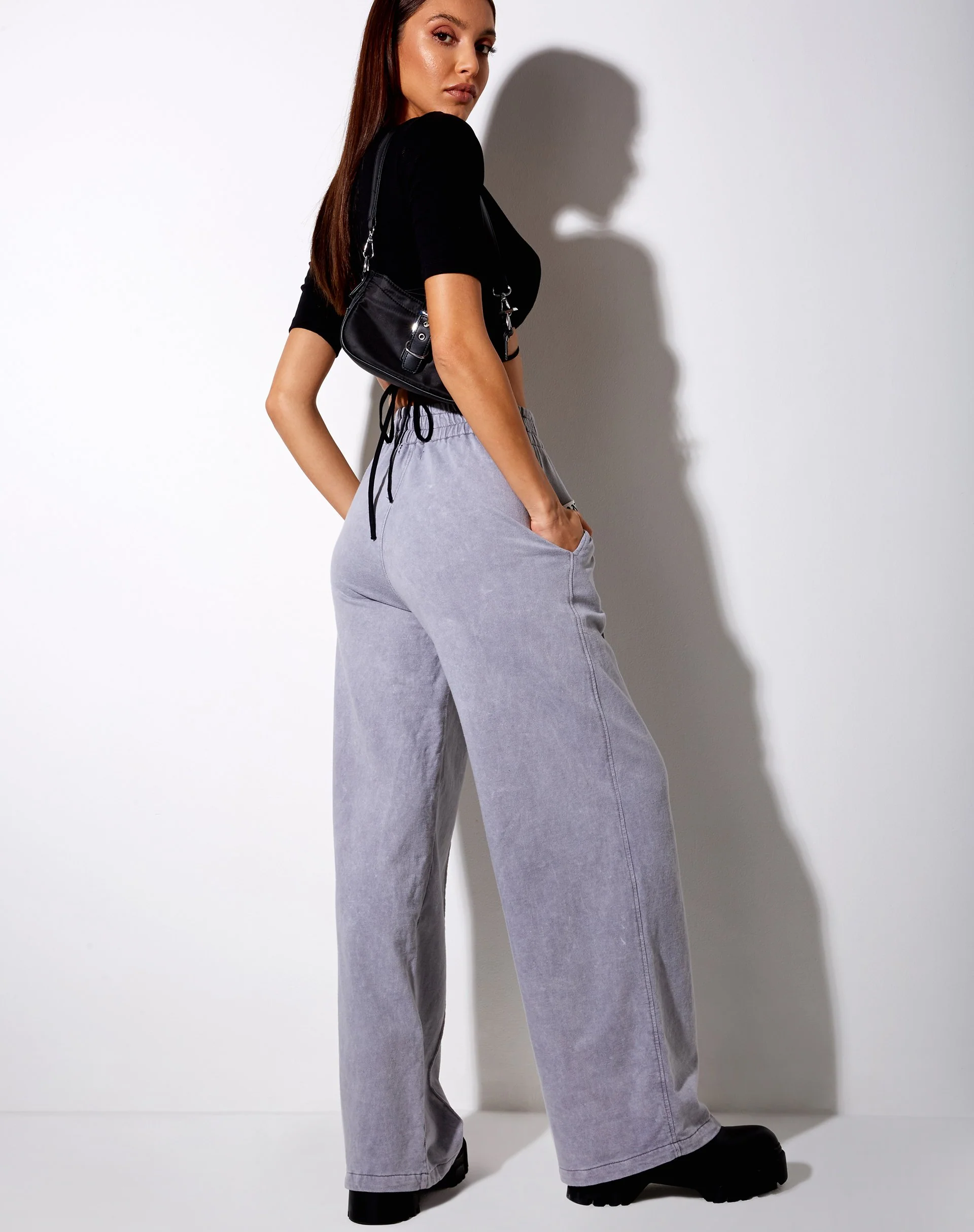 Wungu Trouser in Grey Wash 'Angel' Embro Label - Image 3