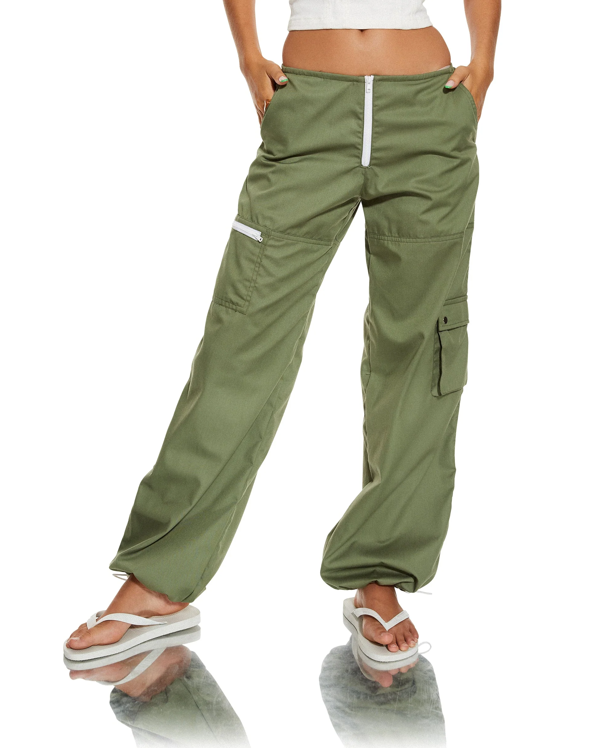 MOTEL X BARBARA Xander Cargo Trouser in Cotton Drill Olive - Image 3