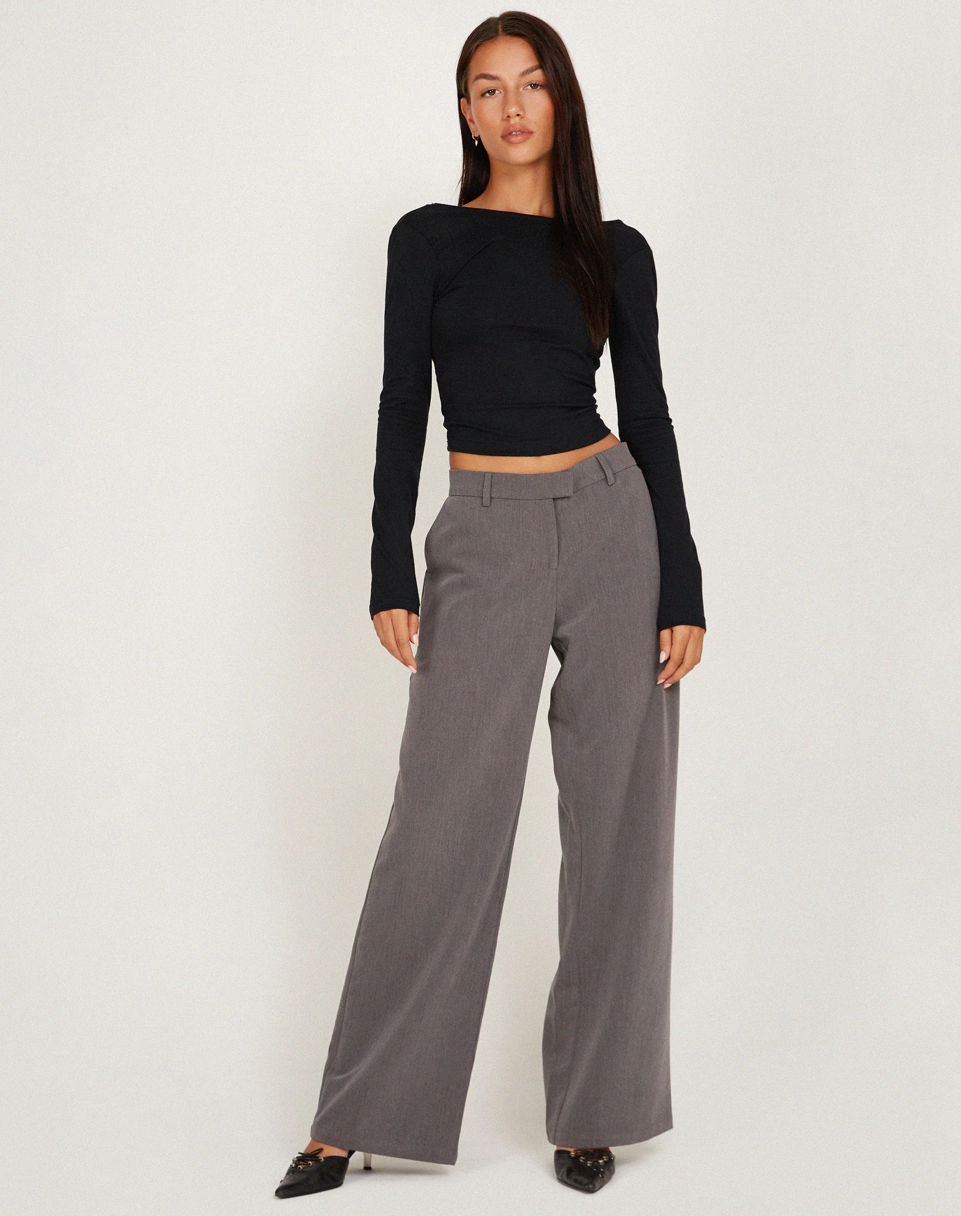 Xiabon Long Sleeve Crop Top in Black - Image 3
