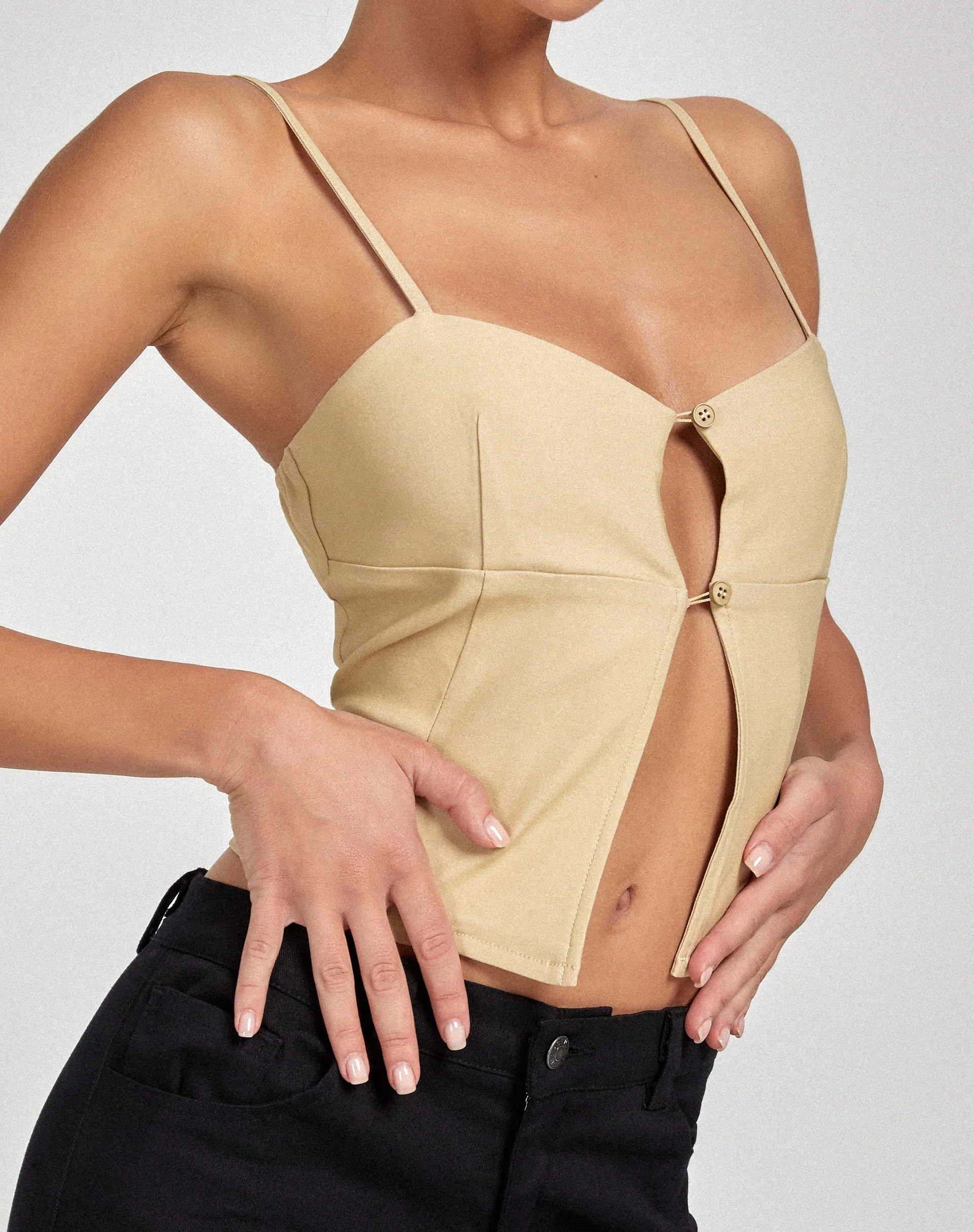 Yaka Cami Top in Tailoring Ecru - Image 2