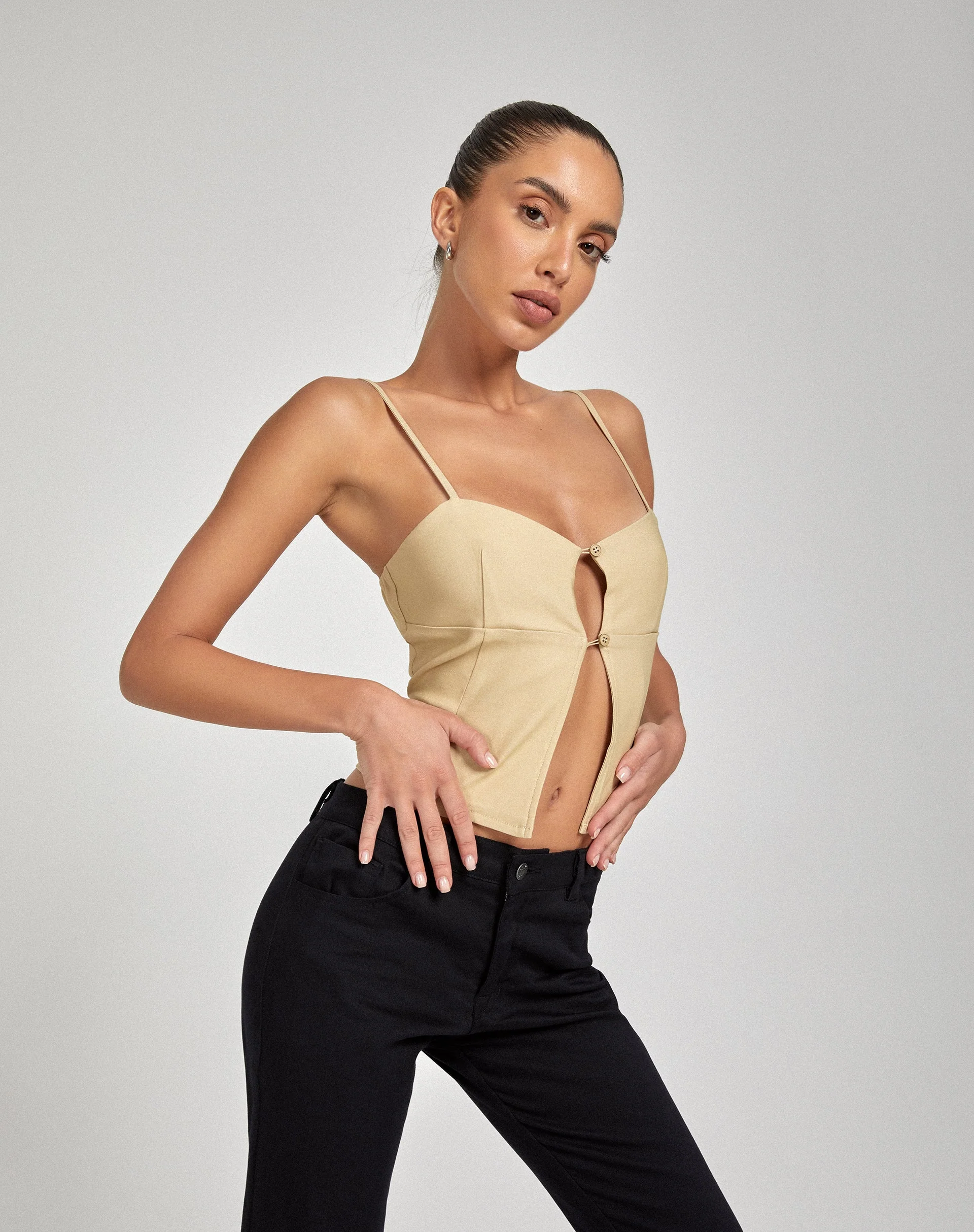 Yaka Cami Top in Tailoring Ecru - Image 3