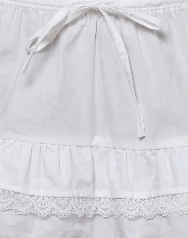 Yasu Ruffle Hem Mini Skirt in Poplin White - Image 6
