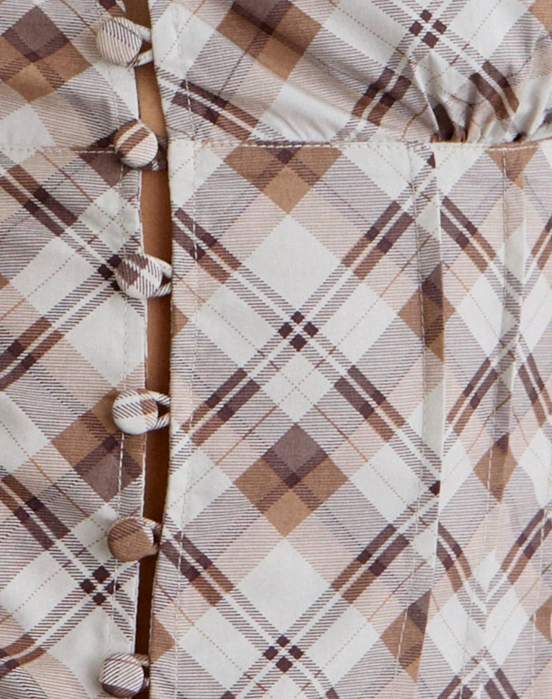 Yasuda Blouse in Angled Check Brown - Image 7