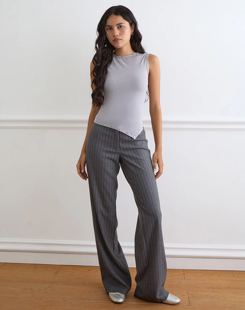 Yetta Double Studded Vest Top in Lilac Grey - Image 3