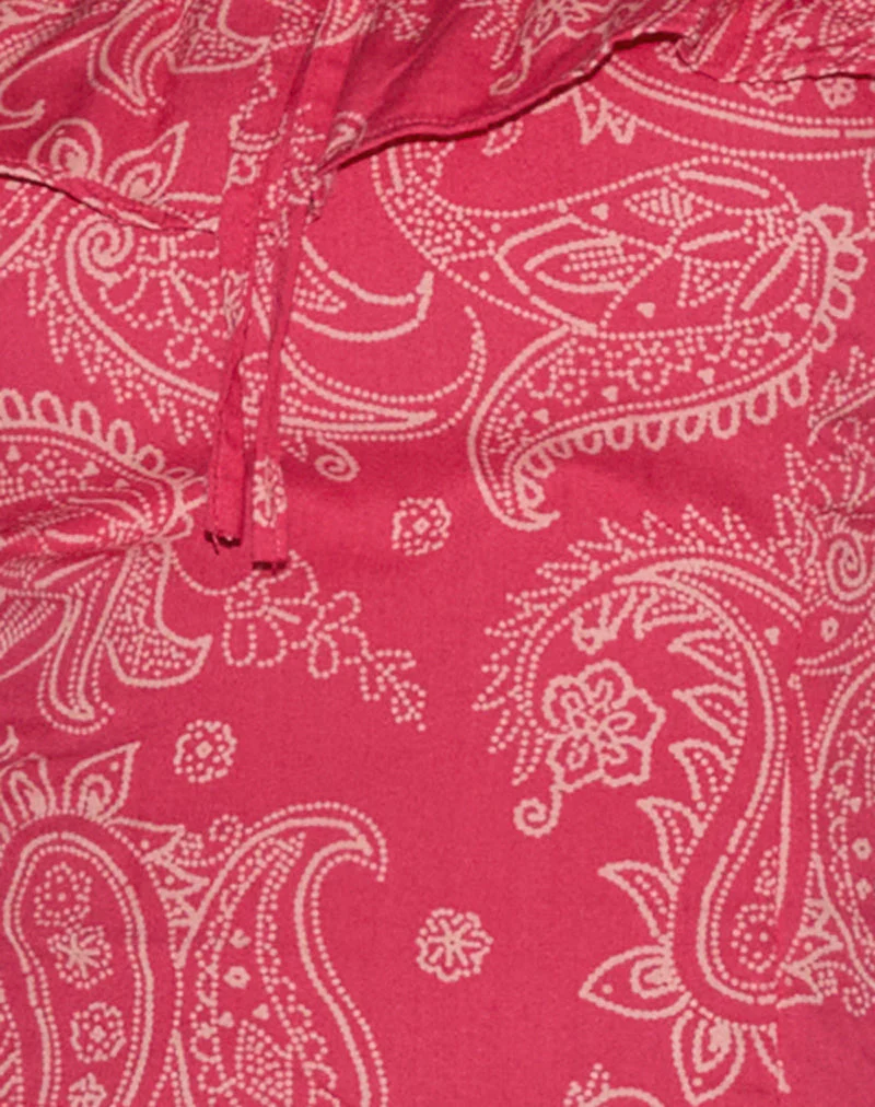 Yokai Bardot Top in Retro Paisley Pink - Image 6
