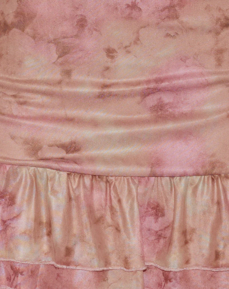 Yoriko Halterneck Mini Dress in Smoky Floral Peach - Image 6
