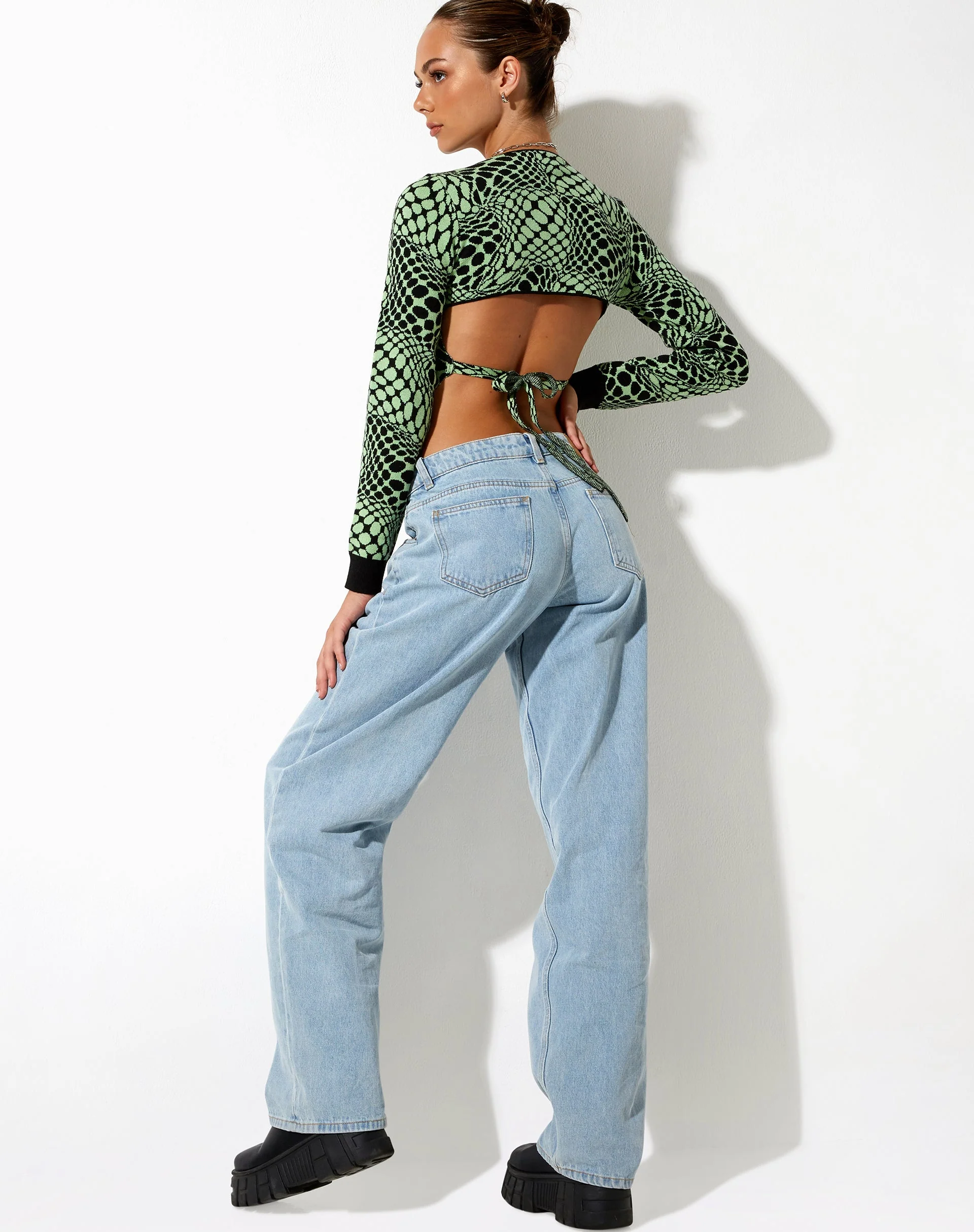 Youta Crop Top in Geo Polka Arcadian Green - Image 6