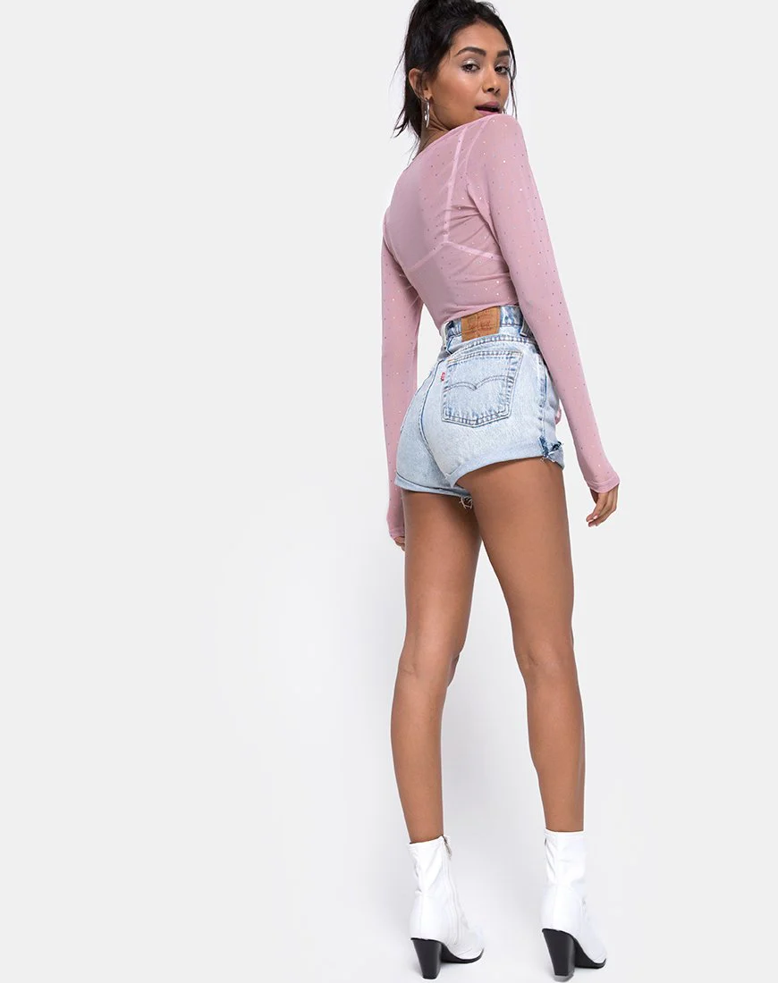 Yun Top in Crystal Net Rose - Image 5