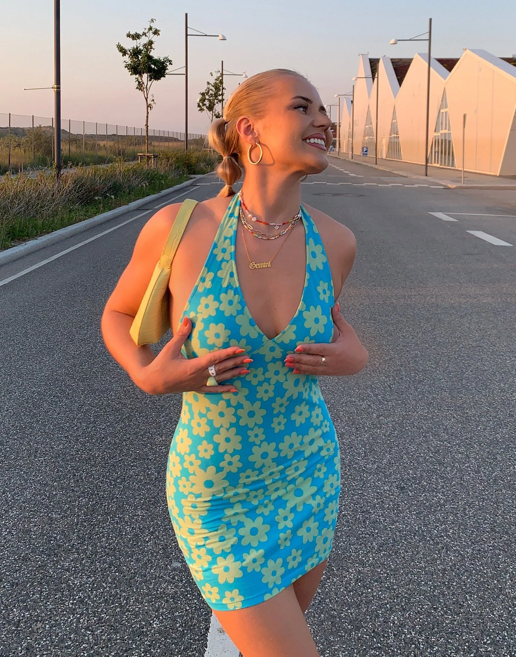 Yvette Mini Dress in Retro Daisy Blue - Image 19