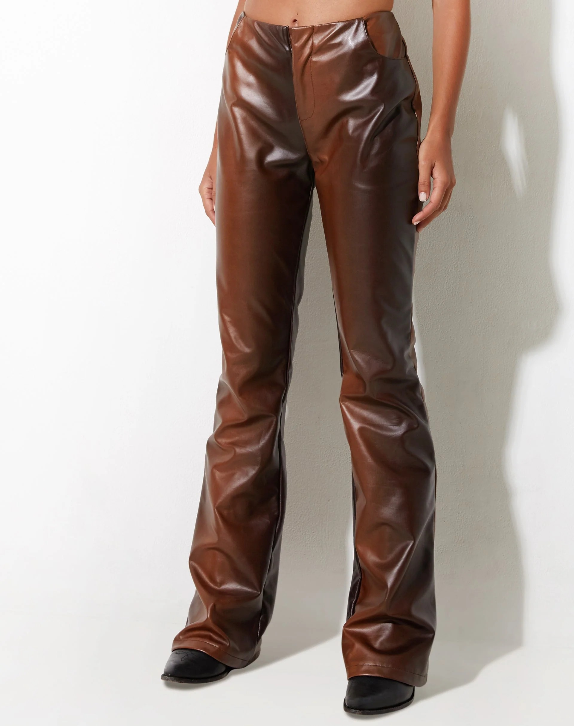 Zakiya Trouser in PU Ombre Brown - Image 3
