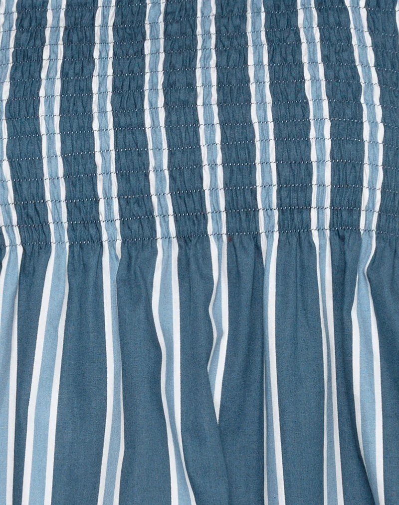 Zerah Top in Poplin Formal Stripe Navy - Image 6