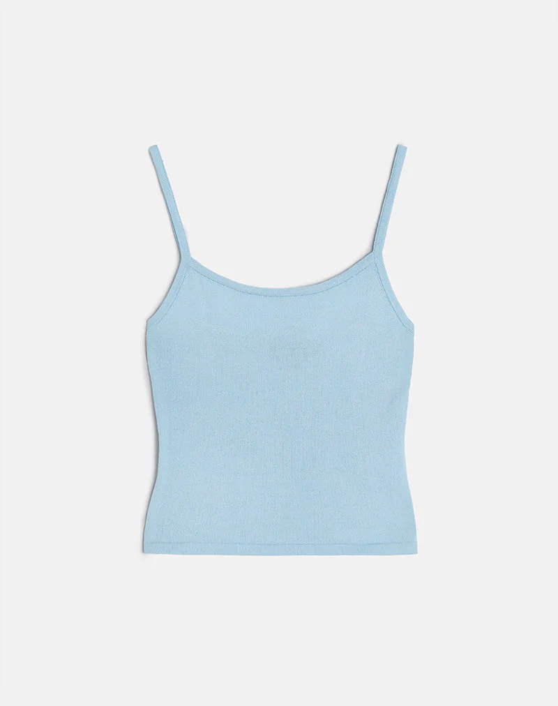 Ziva Knit Cami Vest Top in Blue - Image 4