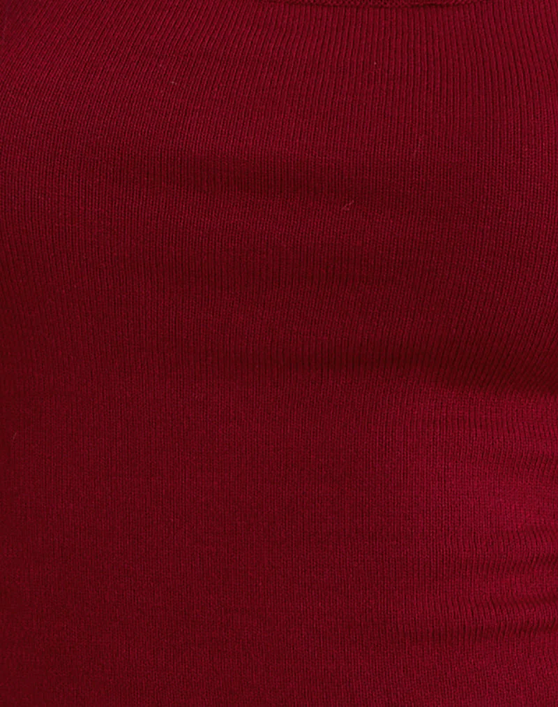 Ziva Knit Cami Vest Top in Burgundy - Image 6