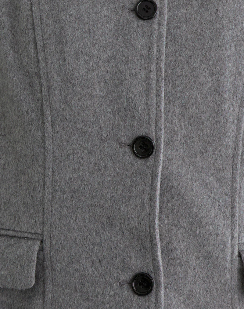 Ziya Collared Button Up Jacket in Wool Grey - Image 6
