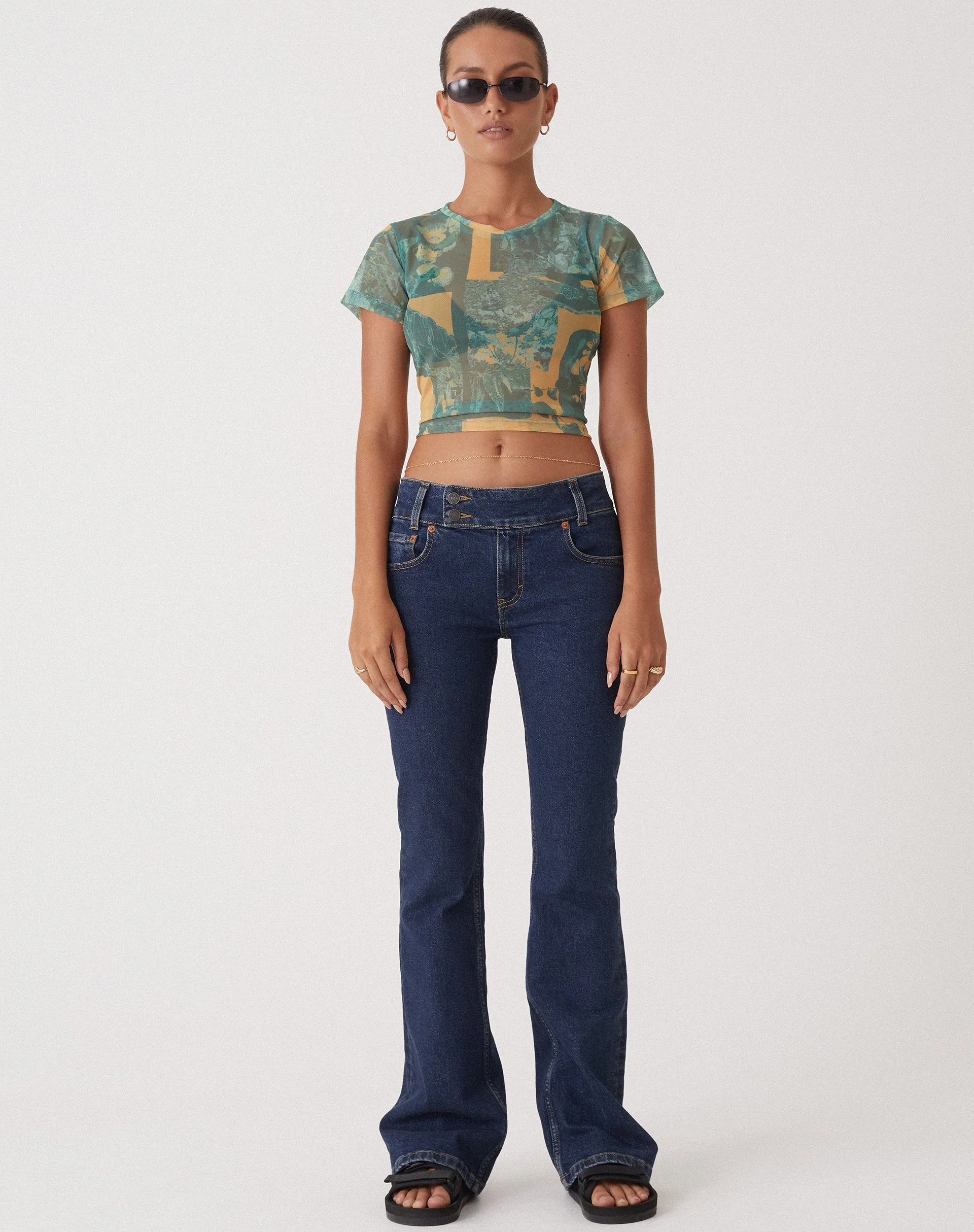 Motel x Olivia Neill Zora Top in Collage Floral Shadow Green - Image 4