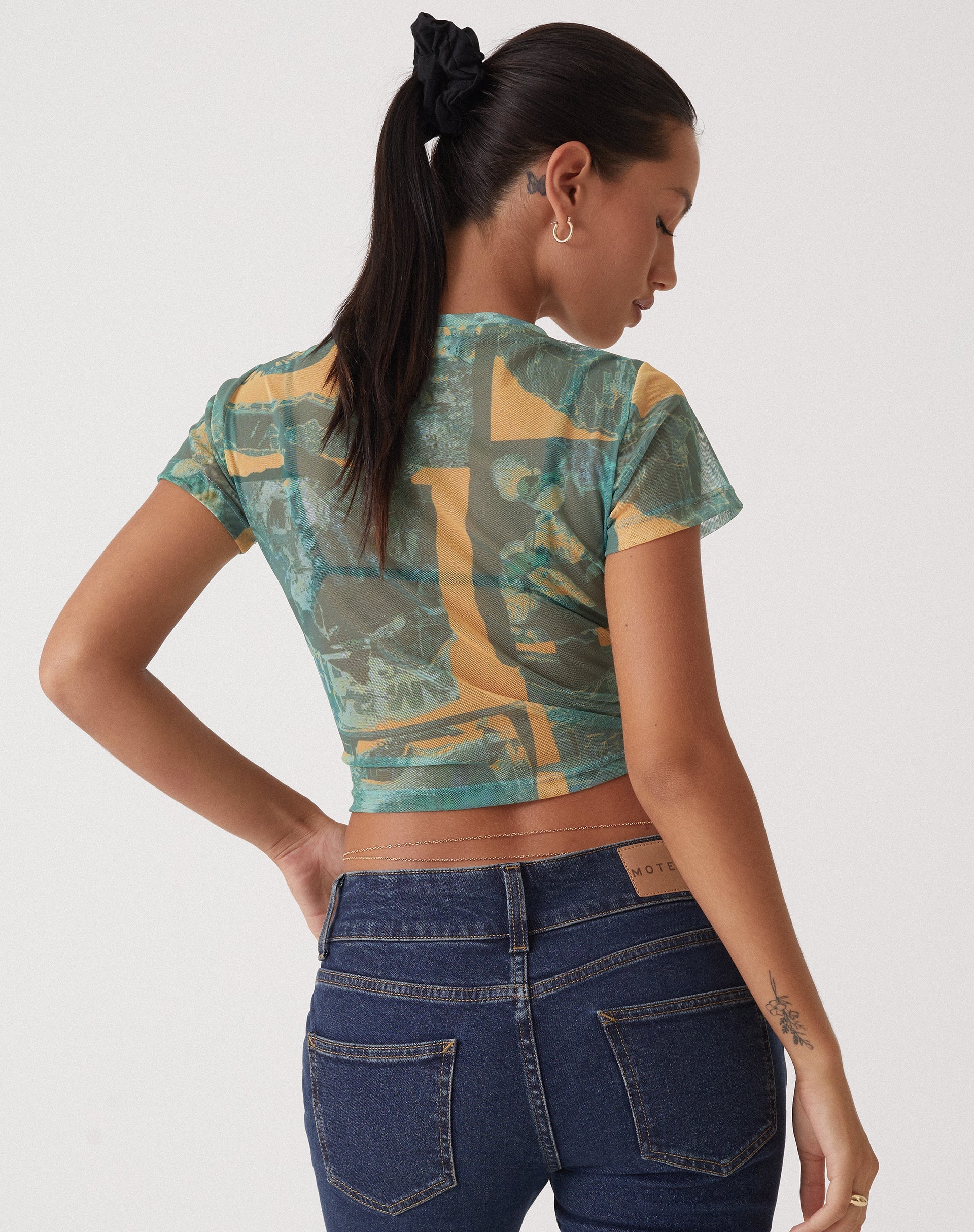 Motel x Olivia Neill Zora Top in Collage Floral Shadow Green - Image 5