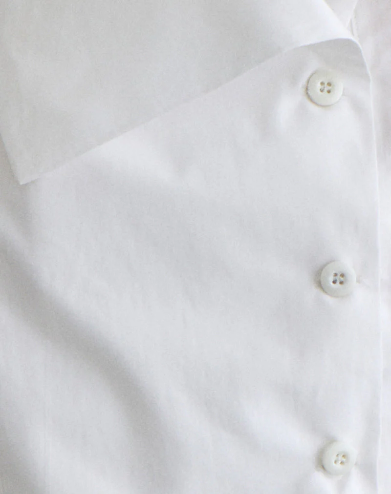Zosia Asymmetric Button Blouse in White - Image 6
