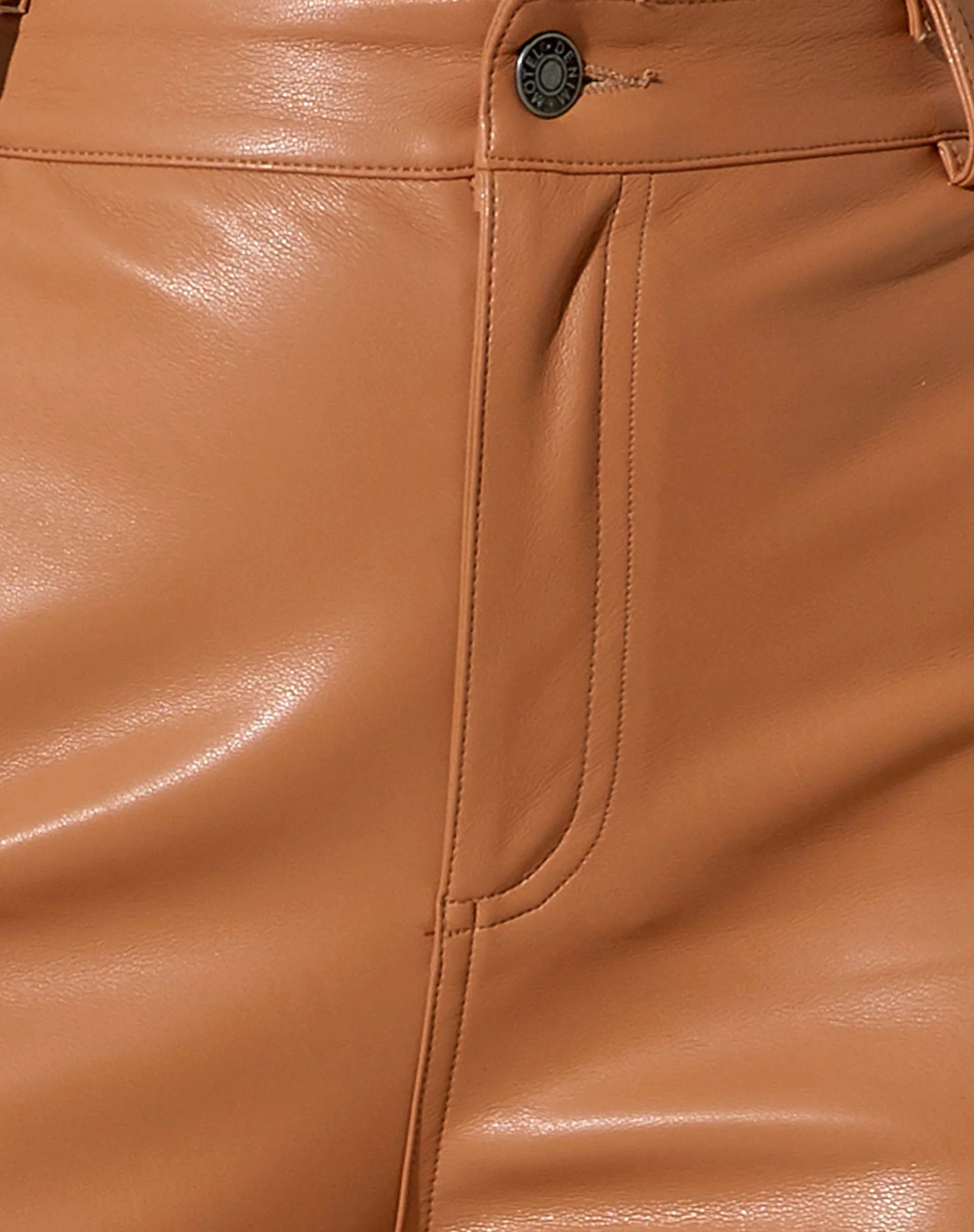 Zoven Flare Trouser in PU Peachy Tan - Image 5