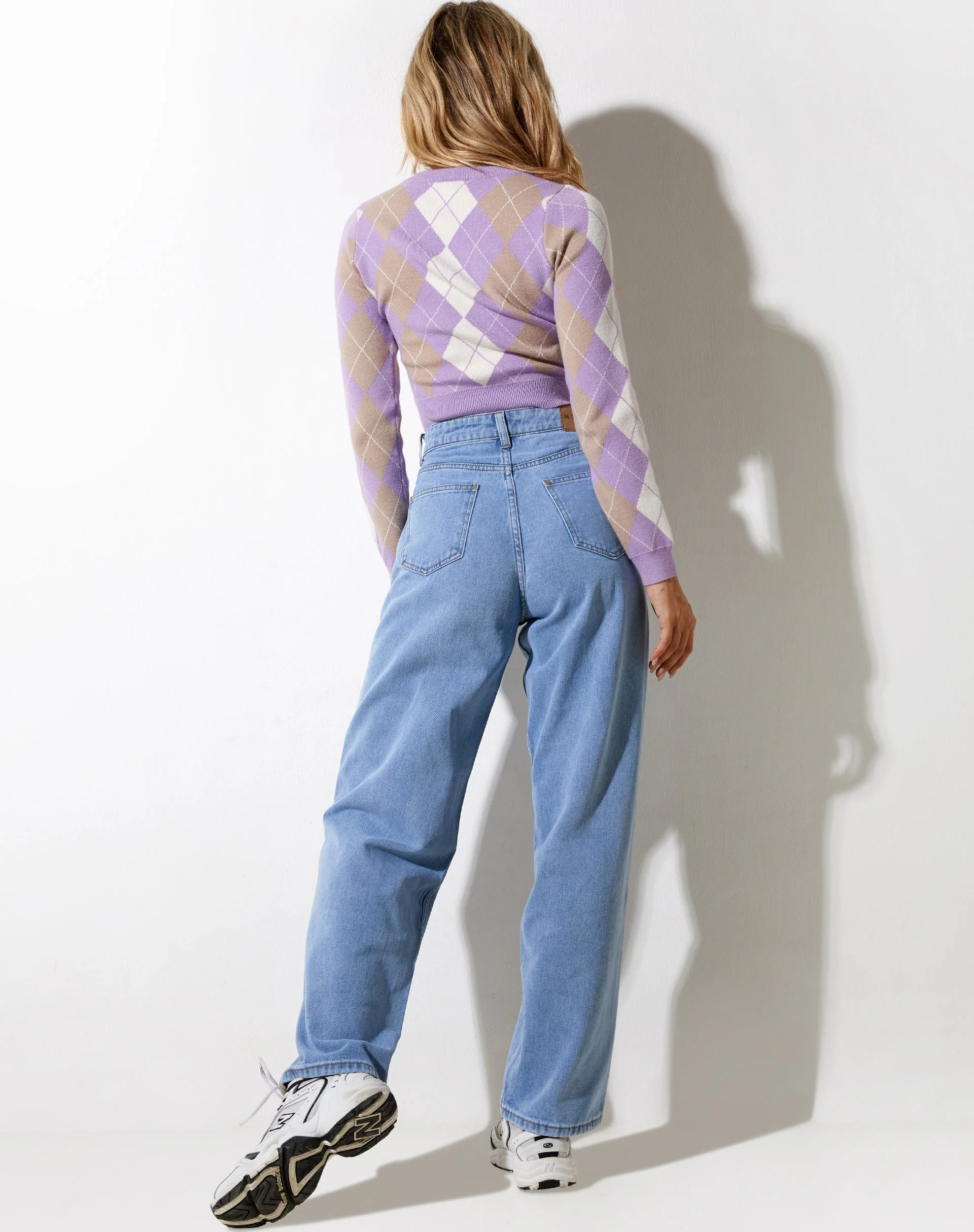 Zuki Jumper in Argyle Lilac Cream and Tan - Image 5